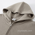 Hoodie ritsleting pria longgar premium longgar